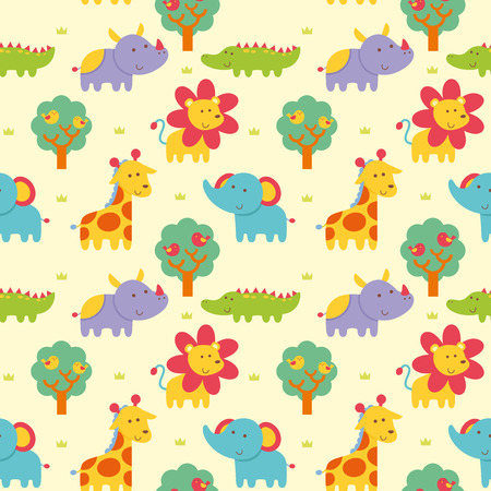 Vector illustration seamless pattern with cute wild animal cartoonのイラスト素材