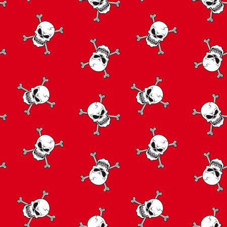 Vector illustration seamless pattern with skull and boneのイラスト素材