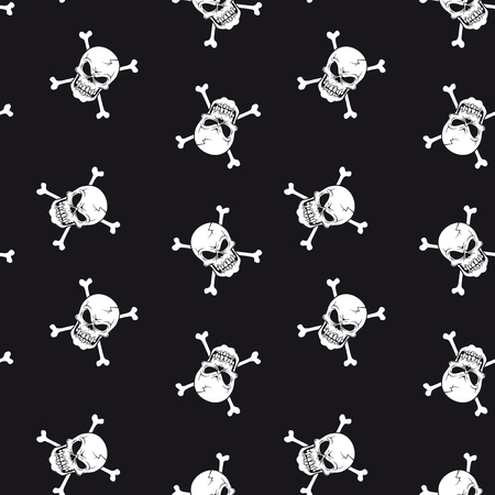 Vector illustration seamless pattern with skull and boneのイラスト素材