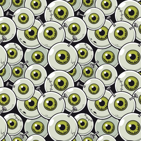 Vector illustration seamless pattern with eyeball zombieのイラスト素材