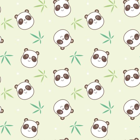 Vector illustration seamless pattern with pandaのイラスト素材