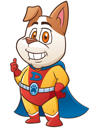 Vector Illustration of Cartoon Dog Hero show okのイラスト素材