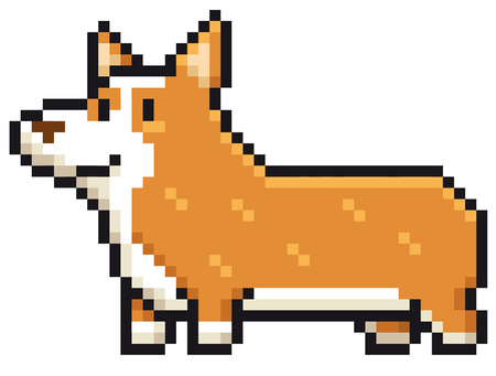Illustration of Cartoon Dog breed welsh corgi in Pixel design.のイラスト素材