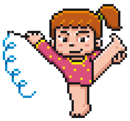 Vector illustration of Cartoon Gymnastic player - Pixel designのイラスト素材