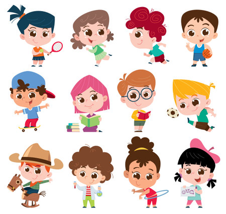 Vector illustration of Cartoon kids character. Kids collectionのイラスト素材