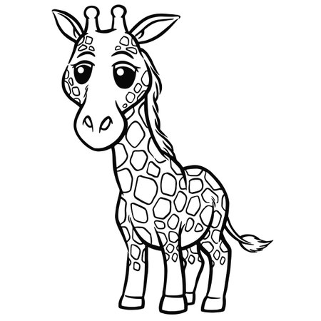 Vector illustration of giraffe cartoon - Coloring book for kidsのイラスト素材