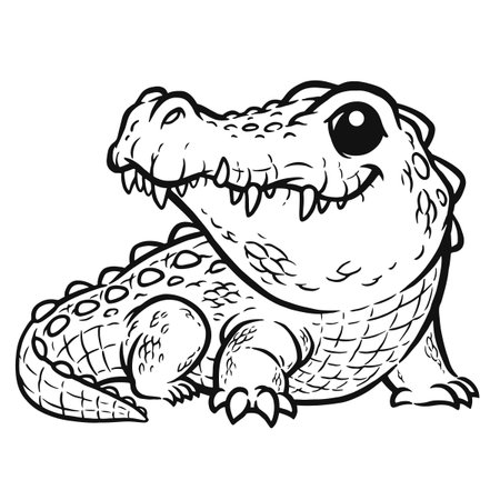 Vector illustration of Cartoon crocodile - Coloring book for kidsのイラスト素材