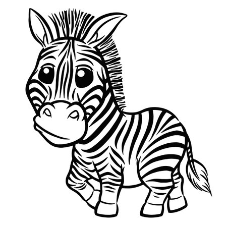 Vector illustration of Cartoon Zebra - Coloring book for kidsのイラスト素材