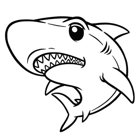 Vector illustration of Cartoon Shark - Coloring book for kidsのイラスト素材