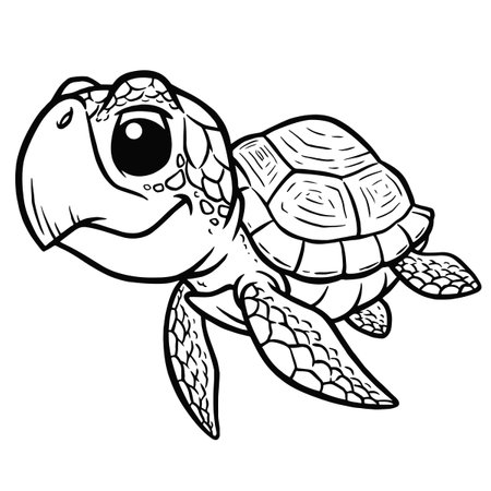 Vector illustration of Cartoon Sea turtle - Coloring book for kidsのイラスト素材