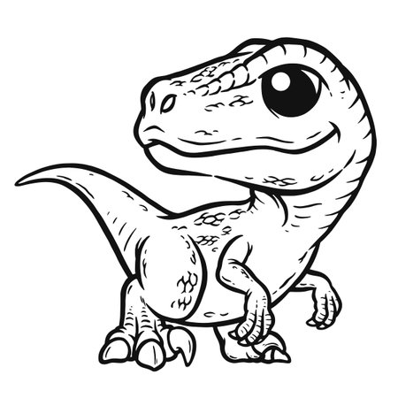 Vector illustration of Cartoon dinosaur, Velociraptor, Coloring book for kidsのイラスト素材