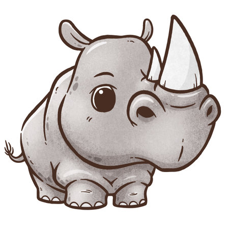 Vector illustration of Cartoon rhino, Wild animalsのイラスト素材