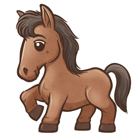 Vector illustration of a Cartoon Brown horseのイラスト素材