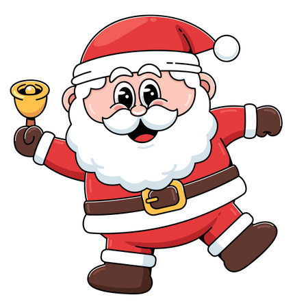 Santa Claus with a bell on a white background. Vector illustration.のイラスト素材