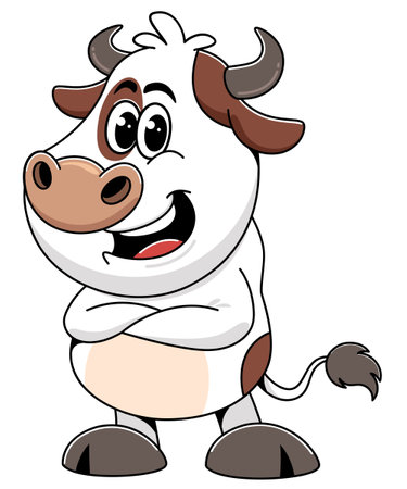 cute cow cartoon isolated on a white background. Vector illustration.のイラスト素材