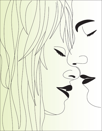 Gentle kiss of the enamoured. Vector illustrationのイラスト素材