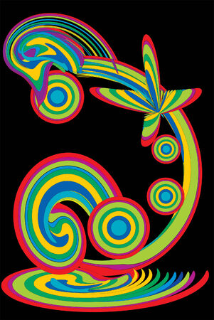 The butterfly on a rainbow. Vector illustrationのイラスト素材