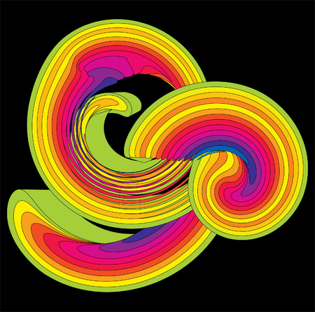 Iridescent curls on a black background. Vectorのイラスト素材