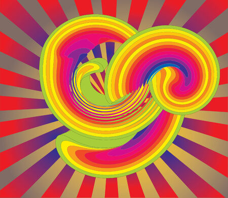 Iridescent curls in it is red golden beams. Vectorのイラスト素材