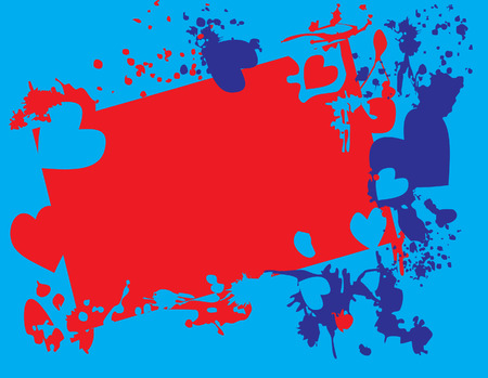 Hearts from blots on a blue backgroundのイラスト素材