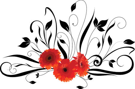 Flowers and waves. Illustration vectorのイラスト素材