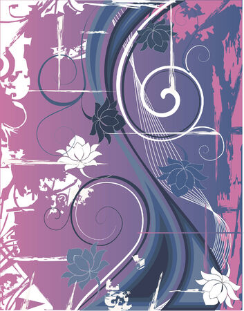 Flowers and waves. Vector illustrationのイラスト素材