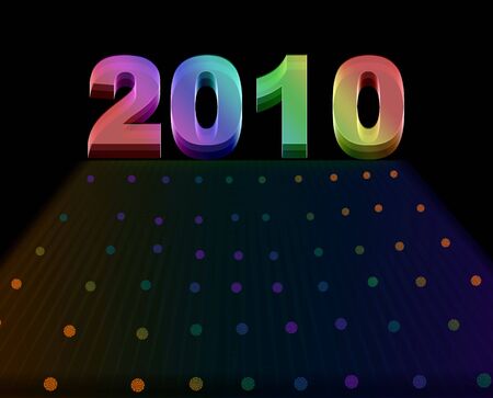 New year. Reflexion of figures on a black background in a smooth surfaceの写真素材