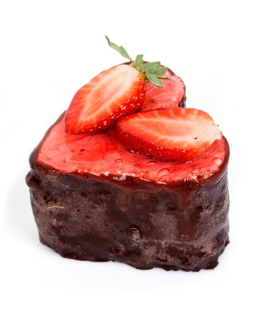 Dessert - Chocolate Cake with Fresh Strawberry の写真素材
