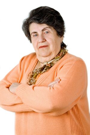 senior lady portrait on white background の写真素材