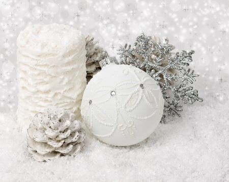 christmas ball on abstract light backgroundの写真素材