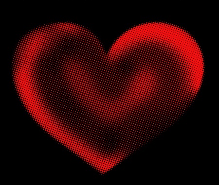 red halftone heart on a black background の写真素材