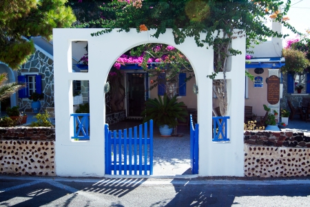 Vintage blue window on the white wall のeditorial素材