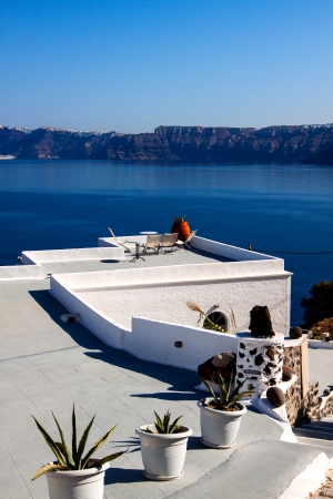 Beautiful wedding decoration on Santorini island の写真素材