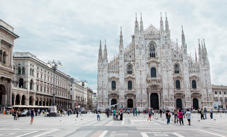 Milan Cathedral, Duomo and Vittorio Emanuele II Gallery at Piazza del Duomo. Lombardy, Italy.の写真素材