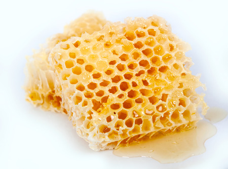Honeycomb close up on the whiteの写真素材