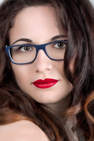 Beautiful girl with glassesの写真素材