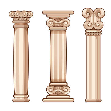 Cartoon Roman and Greek Columns, for interior and exteriorのイラスト素材