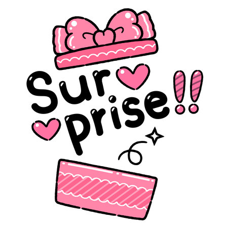 Cute word 'Surprise' Cartoon style, Vector illustration.のイラスト素材