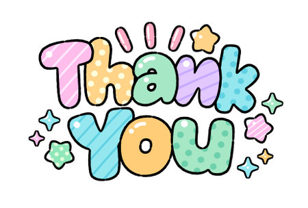 Cute word 'Thank You' Cartoon style, Vector illustration.のイラスト素材