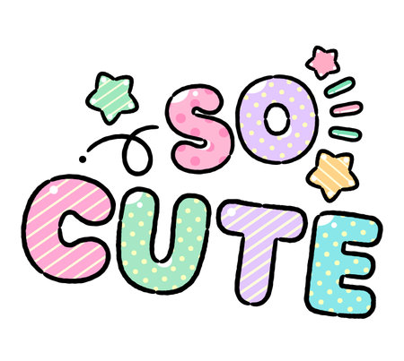 Cute word 'So Cute' Cartoon style, Vector illustration.のイラスト素材