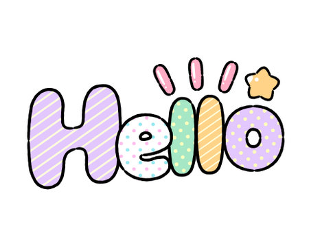Cute word 'Hello' Cartoon style, Vector illustration.のイラスト素材