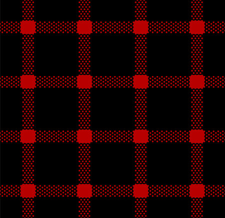 Seamless pattern with tiny dots in square grid. Red dot on black backgroundのイラスト素材