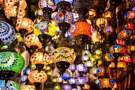 Beautiful Traditional Light Lamp with blur background - Shot from Dubai Spice Soukの写真素材