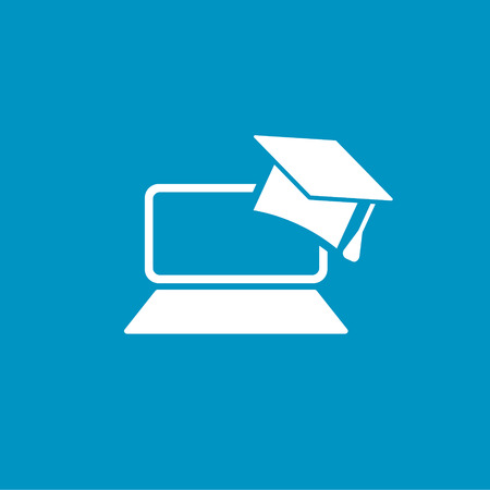 Graduation cap over laptop iconのイラスト素材