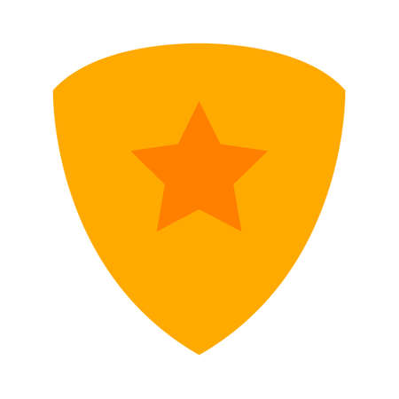 vector security shield with star emblem- protection and safety sign, shield iconのイラスト素材