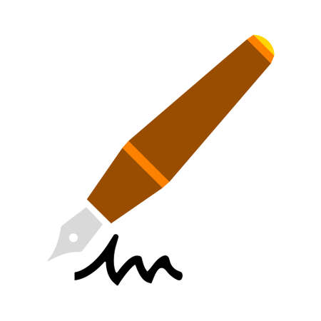 fountain pen writing. vector Ink fountain pen icon, calligraphy supplies for fountain penのイラスト素材
