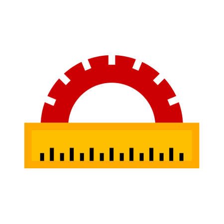 protractor ruler icon, school illustration - education icon, measurement scale tool