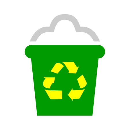 Trash in garbage cans with sorted garbage vector icons. Recycling garbage and recycled isolated on white backgroundのイラスト素材