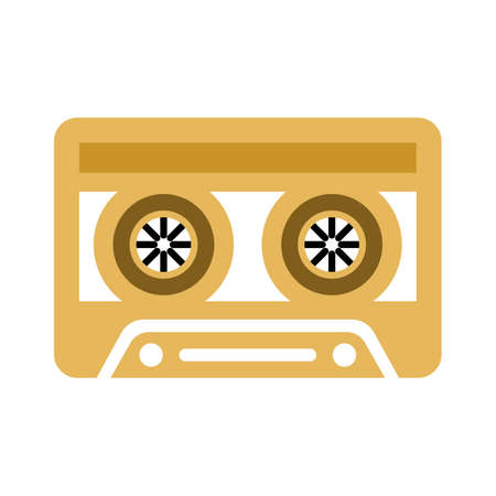 music tape - sound music icon, vector retro radio cassette - media illustration isolatedのイラスト素材