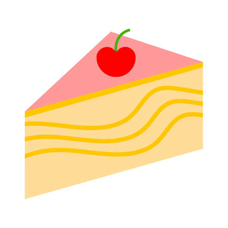 birthday cake, birthday dessert - vector bakery symbol, sweet pie illustrationのイラスト素材
